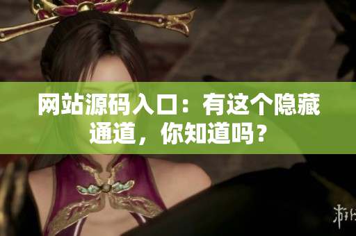网站源码入口：有这个隐藏通道，你知道吗？
